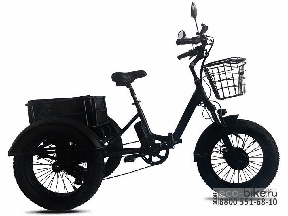 Электровелосипед трайк. Трехколесный складной ETORO tricyclo 20″ fat. Doonkan Trike 20. Трицикл трайк фэтбайк Doonkan зелёный хаки.