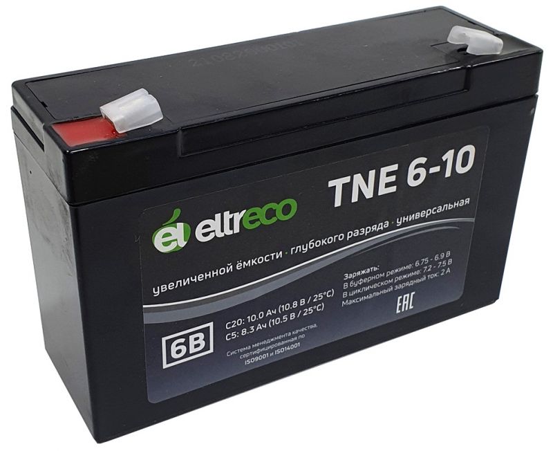 Тяговый аккумулятор Eltreco TNE6-10 (6V10A/H C20)