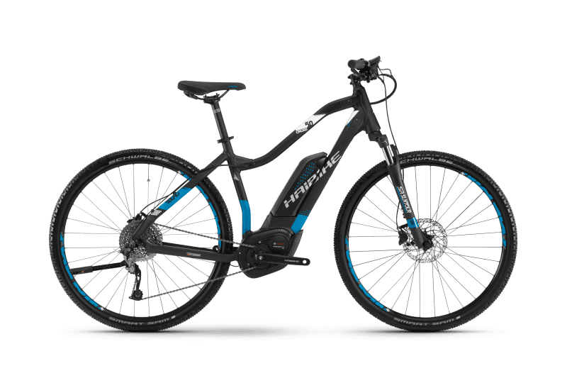 Электровелосипед Haibike Sduro Cross 5.0 women 500Wh 9s Alivio Черный с Голубым original 2017